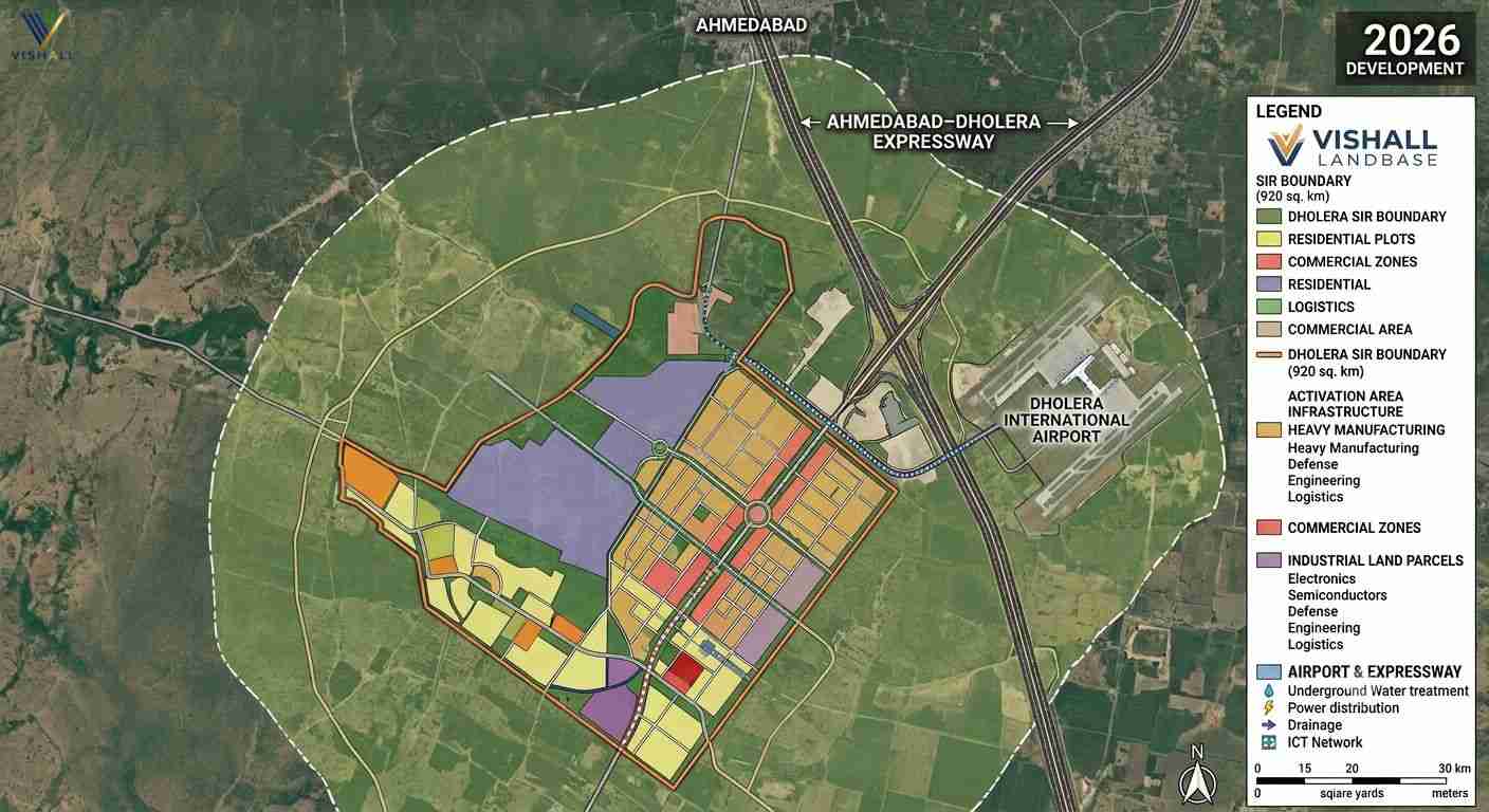 Dholera Influence Zone residential commercial industrial land zoning map